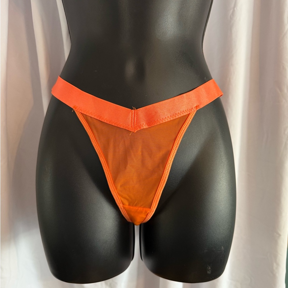Vibrant Orange Sheer Thong